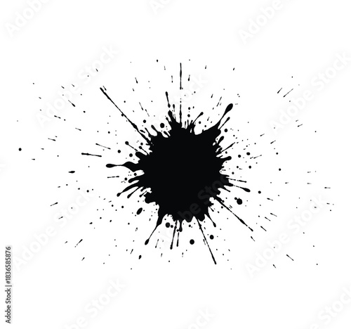 Wallpaper Mural Dramatic black ink splatter isolated on a clean white background with a dynamic burst Torontodigital.ca