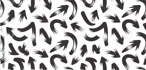 Dark gray hand drawn arrows pattern on white background