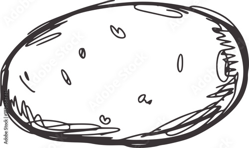 Hand drawn potato sketch with dark grey outline food
