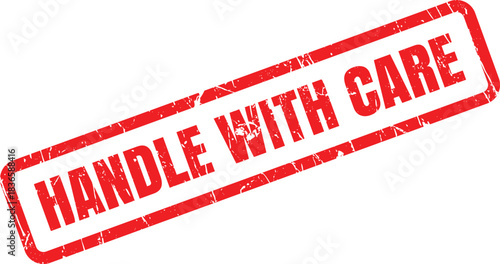 Red Handle with Care rectangular stamp conveys a strong and important message clearly