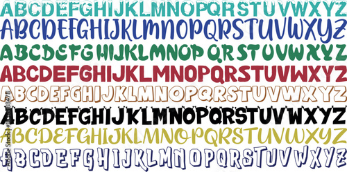 Alphabet, uppercase, vector, illustration, sketch, outline, colorful, decorative, playful, bold, stylized, font, design, typography, graphic, creative, artistic, educational, display, variety, layout