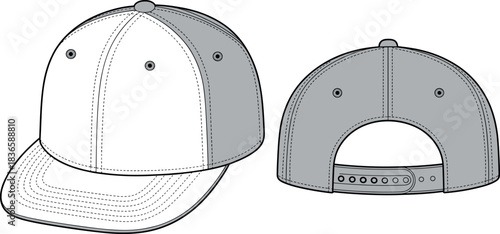 Cap, baseball, vector, illustration, sketch, outline, fashion, gear, durable, ergonomic, structured, silhouette, layout, design, protection, accessory, stitching, brim, adjustable, snap, panel