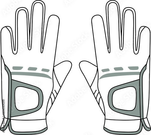 Glove, protective, vector, illustration, sketch, outline, fashion, gear, durable, ergonomic, structured, silhouette, layout, design, accessory, padded, reinforced, grip, sporty, safety, functional