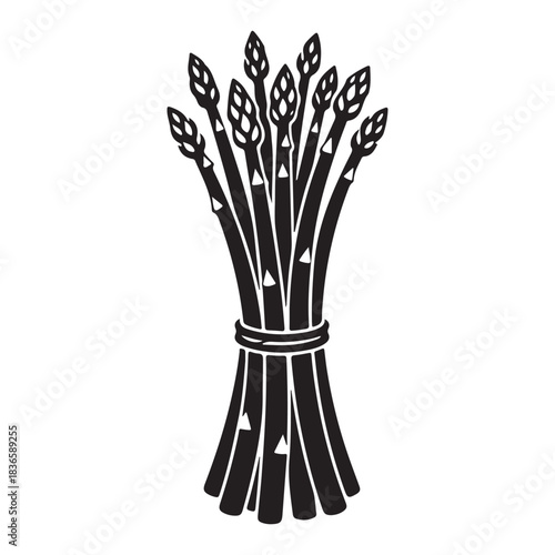 black asparagus bunch, simple line art clip art preview