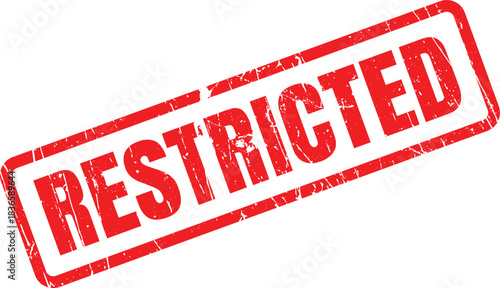 A red, grunge RESTRICTED rubber stamp is angled on a clean, transparent background