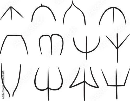 Vector isolated illustration leaf types by base shape.