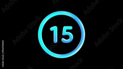 20 second timer simple countdown animated blue gradient with circle on black background, countdown time 20 to 0.