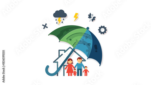 Secure your family and home assets under a vibrant umbrella protecting against sudden risks and damage