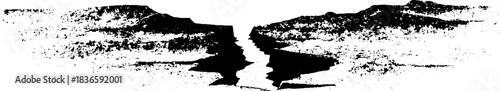 Black and white stencil illustration of deep desert sand fracture for design and art projects