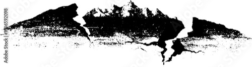 Black and white cracked earth stencil illustration for urban art design