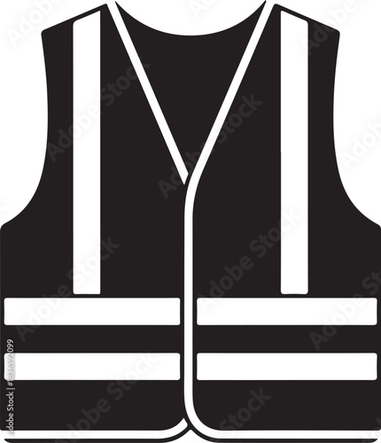 Black and white safety vest icon graphic