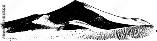 Black and white stencil of wind-sculpted dunes for artistic design