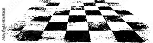 Black and white distressed checkerboard stencil for urban art and design