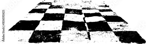 Black and white distressed checkerboard stencil illustration for urban art and design