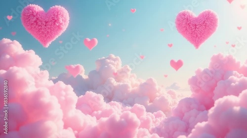 Video A cluster of pink hearts suspended in mid-air, a whimsical and romantic scene