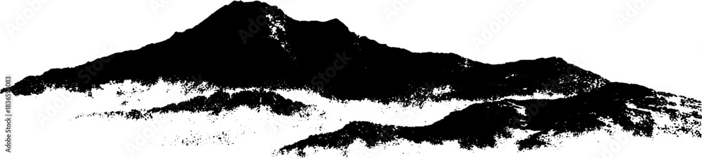 Fototapeta premium Minimalist black and white hills stencil art for urban design projects