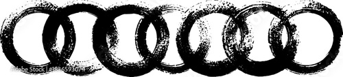 Expanding linear ring design in black and white stencil illustration for modern decor