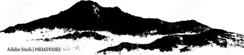 Minimalist black and white hills stencil art for urban design projects