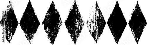 Black and white folk inspired diamond pattern stencil illustration for design