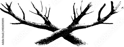 Stencil illustration frosty twigs nature spray art paint urban aerosol.
