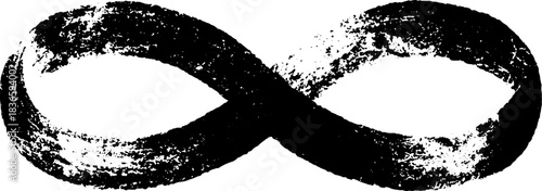 Abstract black and white stencil art with geometric arcs and interplay