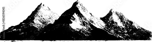 Black and white geometric mountain stencil illustration for urban design