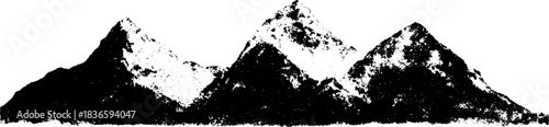 Abstract geometric mountain peaks stencil illustration in black and white