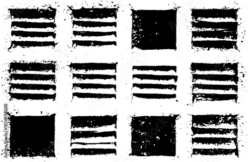 Black and white stencil illustration of geometric ventilation design