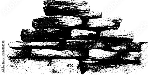 Artistic black and white stencil of handmade wicker mat for urban design