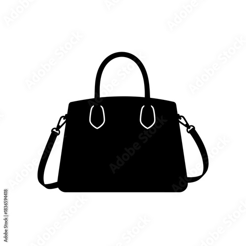 Classic women's handbag silhouette with shoulder strap icon