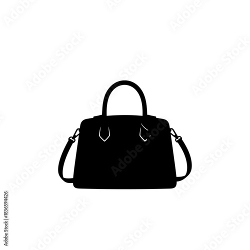Women's fashion handbag silhouette icon with shoulder strap