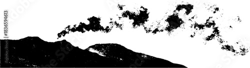 Black and white stencil of heavy moisture clouds for weather illustration