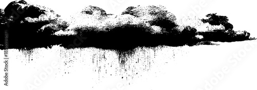 Black and white stencil of heavy rain clouds with dripping effect for urban art design