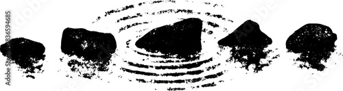 Monochrome stencil illustration of heavy water ripples with rock pattern for urban art design