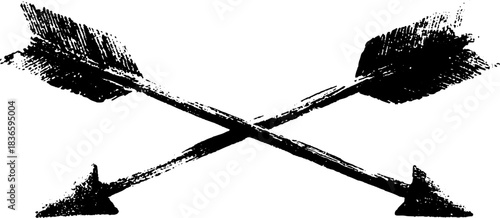 Black and white grunge stencil of intersecting arrows for urban art design