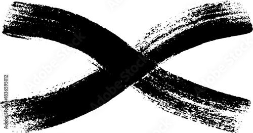 Minimalist black and white intersecting brushstroke illustration for modern design