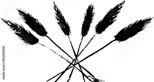 Black and white stencil of interwoven dry grass for nature-inspired design