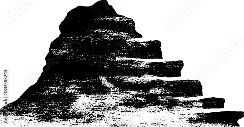 Black and white stencil illustration of jagged volcanic shelf for artistic design and urban decor