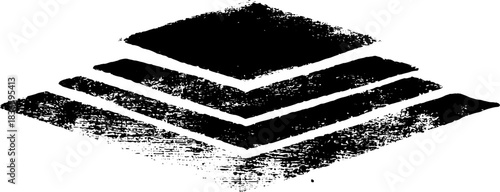 Black and white concentric square stencil illustration for modern design projects