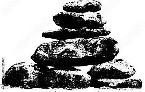 Black and white stencil of layered glacial moraine for urban art design