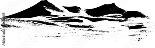 Black and white stencil art of layered sand dunes for creative urban design