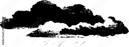 Black and white stencil of layered storm front illustration for urban art design