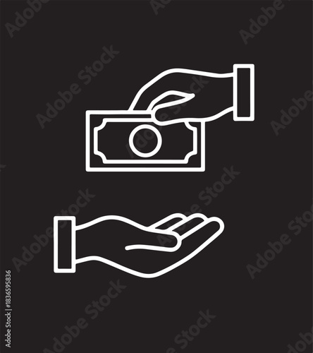 Hand Giving Money Icons 9xai6f9xai6f9xai illustration on black background