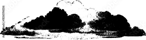Dramatic black and white cloud layers stencil design for artistic decor