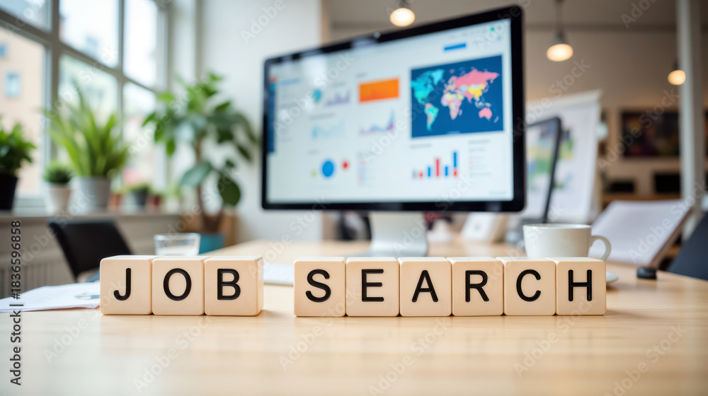 Fototapeta premium Global hiring trends analytics hub helping employment platforms analyze talent demand across countries and improve job board performance reporting for human resources teams in competitive markets