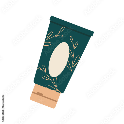 Cosmetic products and beauty care items in soft pastel illustrations