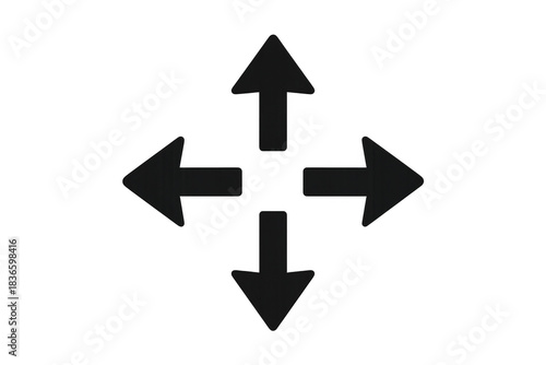 Free Download Four black arrows forming a cross shape, indicating movement, direction, interface control, or user interaction - GFXLoad