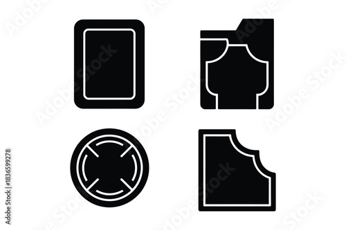 Four decorative corner and frame elements in black and white