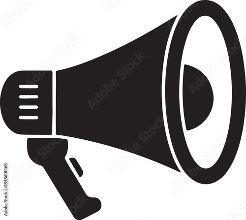 Modern announcement glyph icon representing a notification or important message with clear visual cues