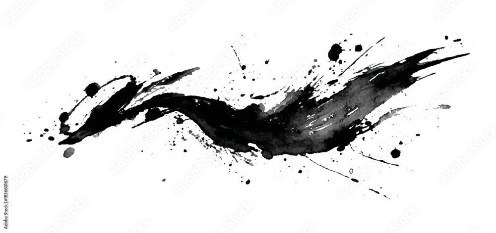 Obraz premium Vector white and black grunge zig zag brushstroke background design. hand draw black zig zag model brush stroke background texture.